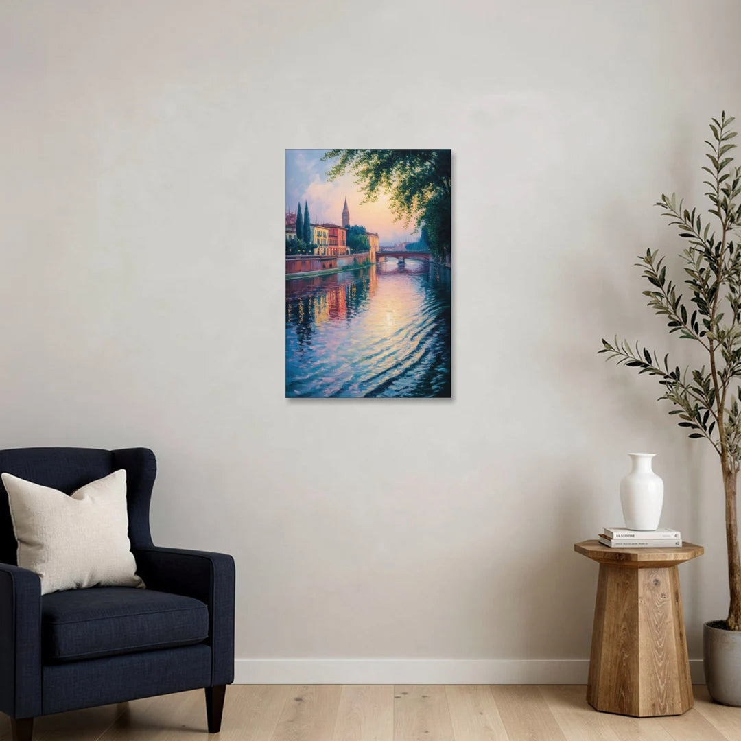Adige River Reflections - Canvas Wall Art - Sofa - 20x30
