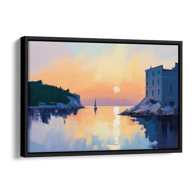 Adriatic Sunset Side - Black Canvas Wall Art