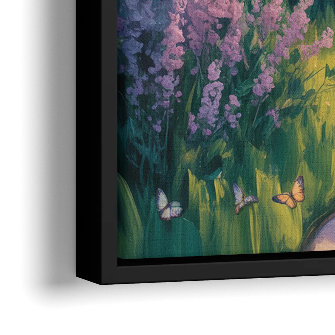 Aesthetic Christian Garden Serenity - Close-Up Black Frame Canvas