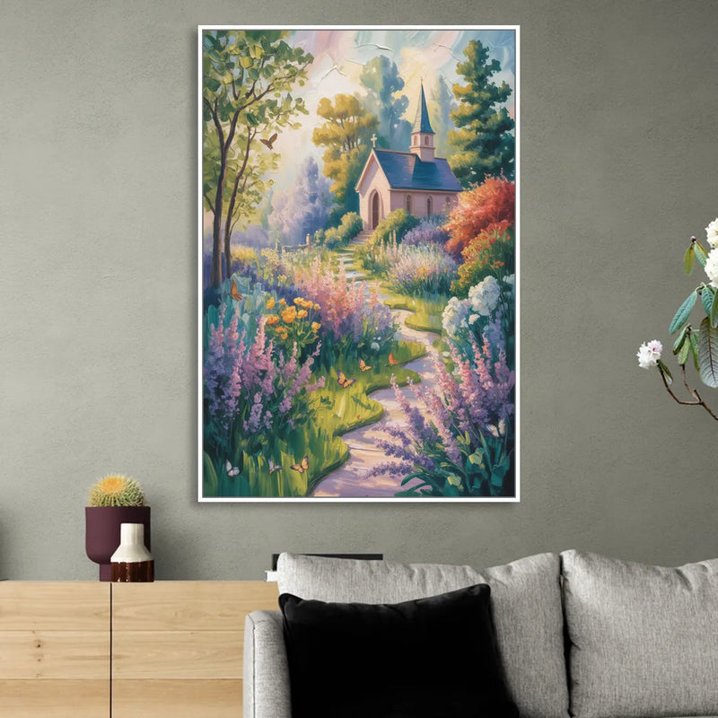 Aesthetic Christian Garden Serenity Living Room - White Canvas Wall Art