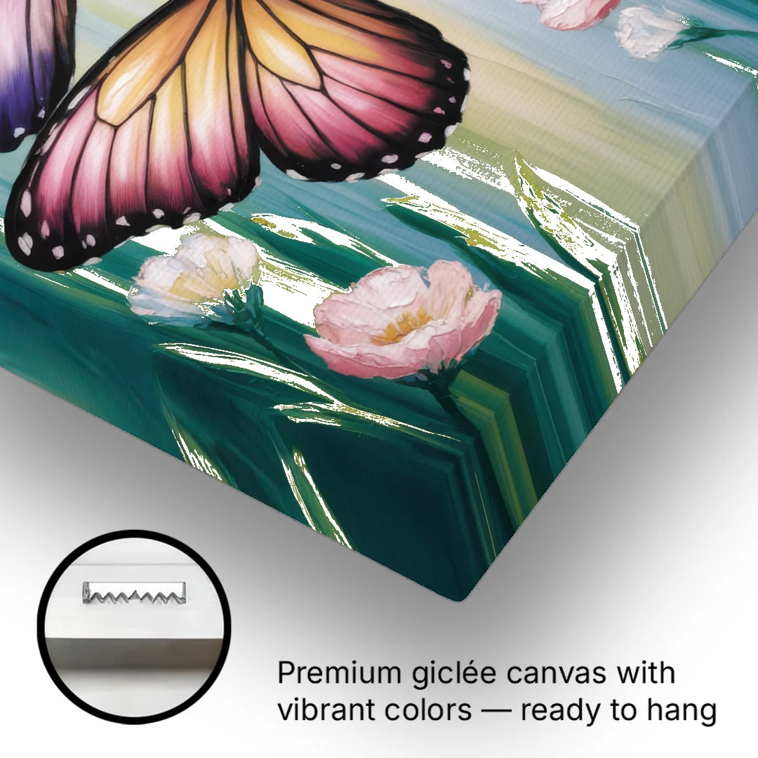 Affectionate Butterfly Kiss - Canvas Wall Art - Gallery Wrap Corner