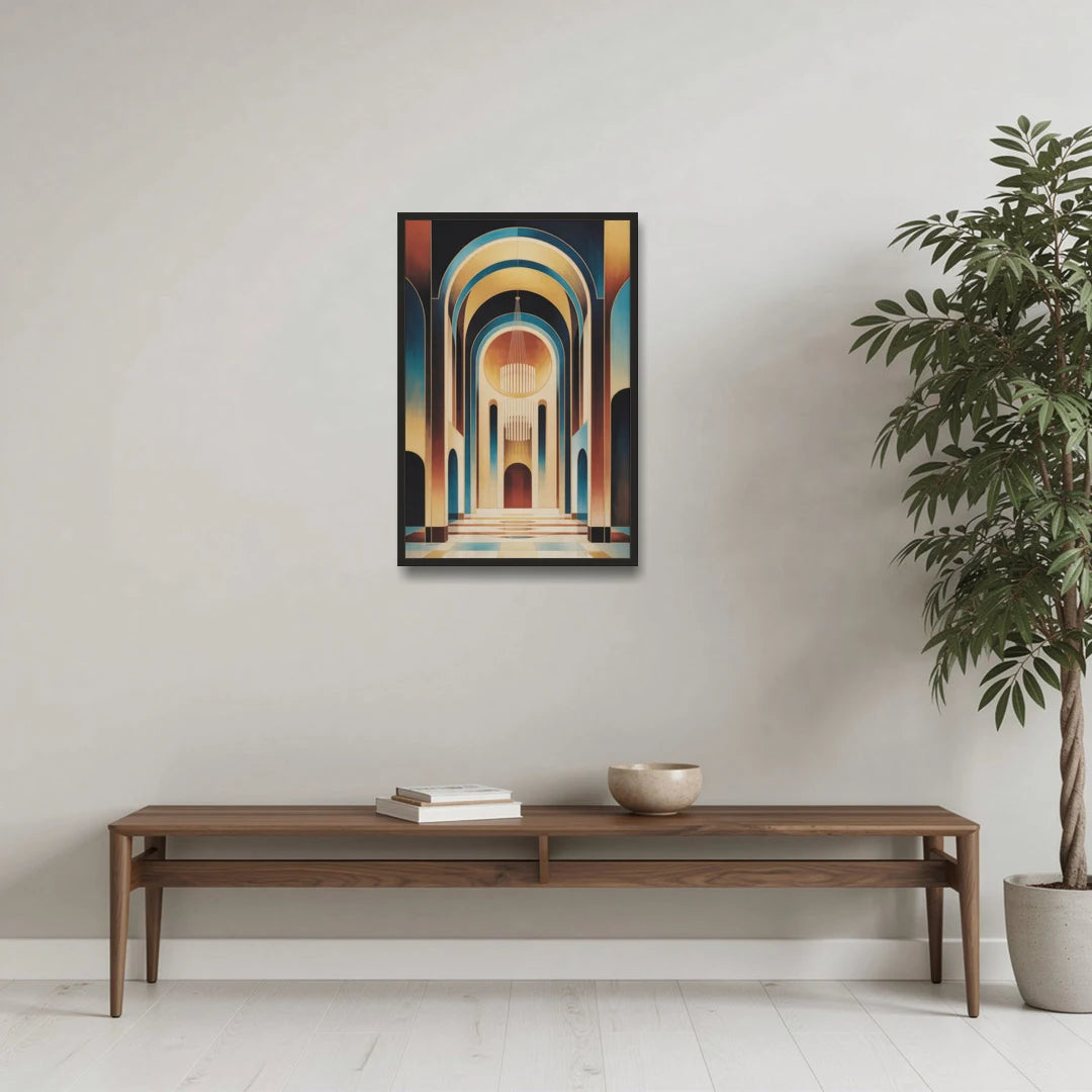 Agios Minas Cathedral - Black Framed Canvas Wall Art - Coffee Table - 20x30