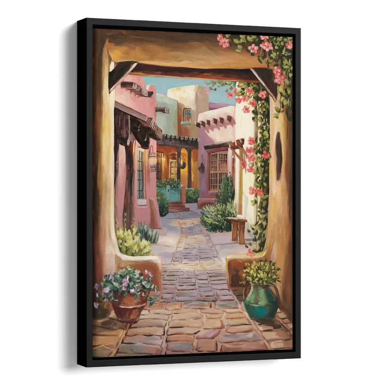 Albuquerque Old Town Charm Side - Black Canvas Wall Art