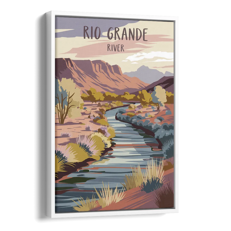 Albuquerque Rio Grande Views Side - White Canvas Wall Art
