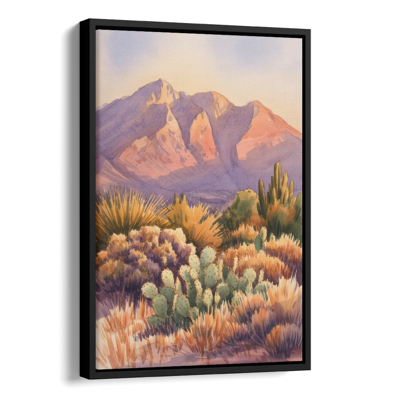 Albuquerque Sandia Mountains Side - Black Canvas Wall Art