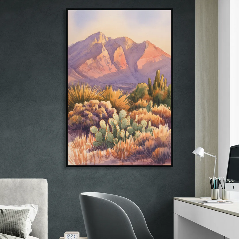 Albuquerque Sandia Mountains Sitting Room - Black Canvas Wall Art