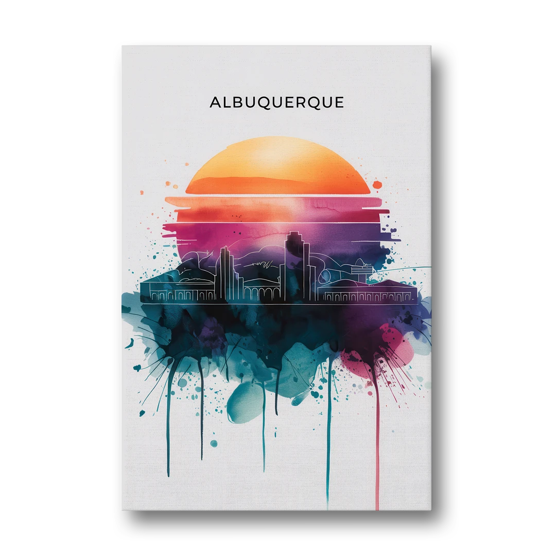 Albuquerque Skyline Sunset - Canvas Wall Art - Front