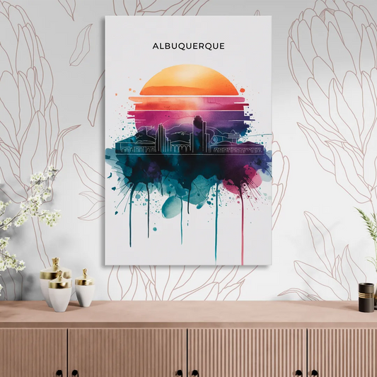 Albuquerque Skyline Sunset Living Room - Canvas Wall Art