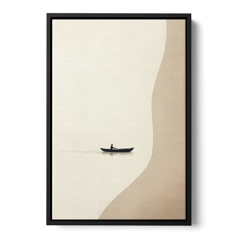 Alone with the Water Front - Black Canvas Wall Art