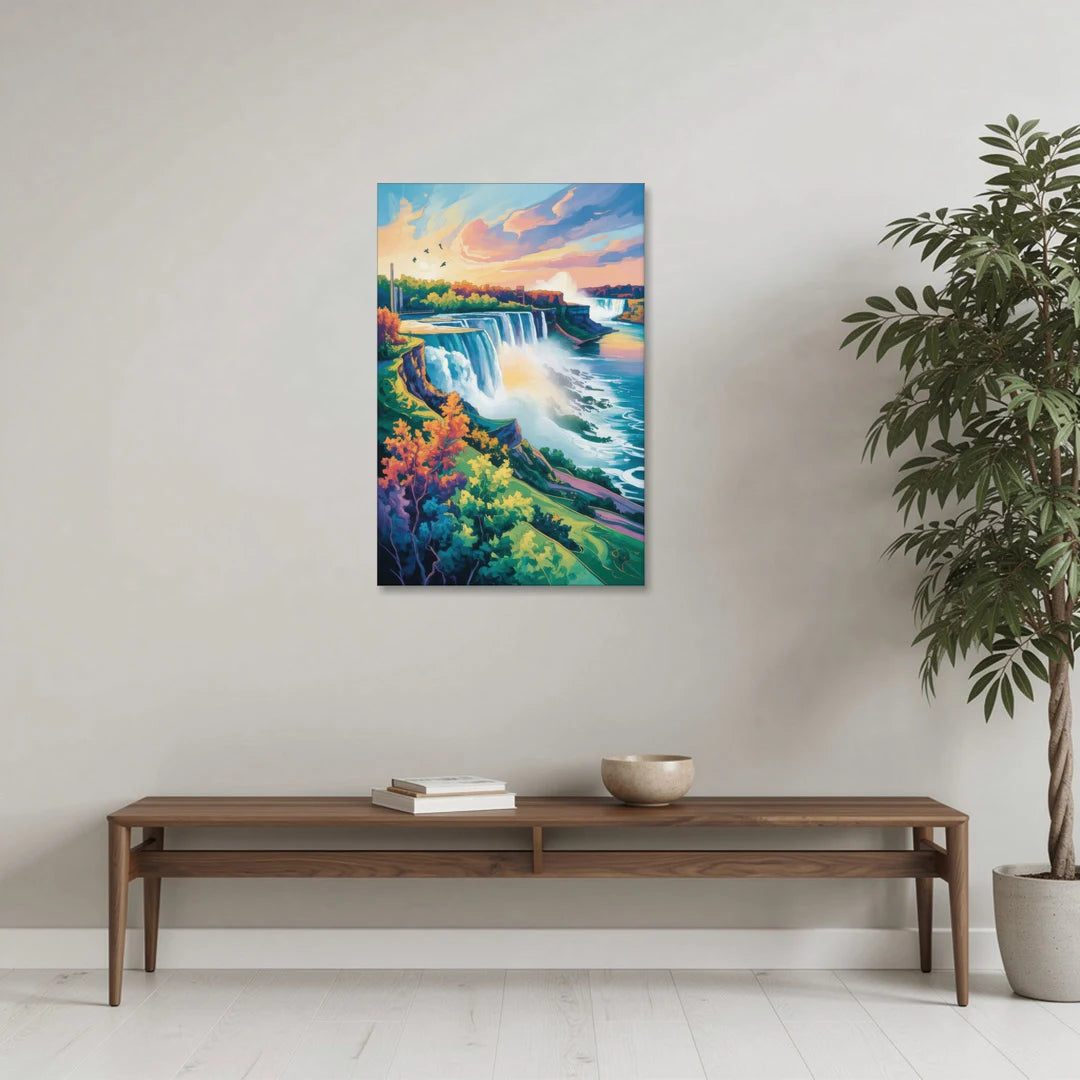 American and Canadian Falls View - Canvas Wall Art - Coffee Table - 24x36