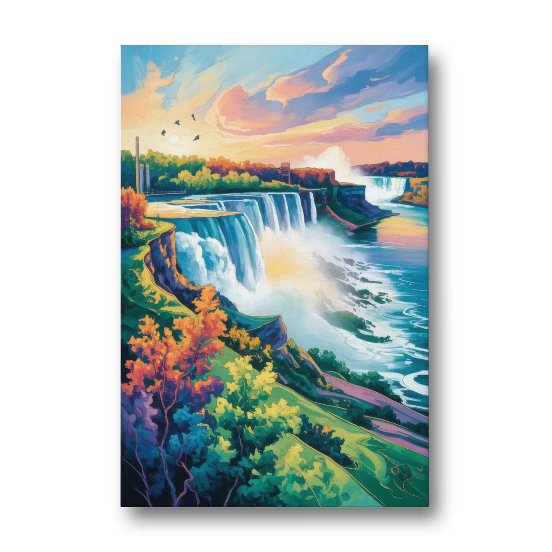 American and Canadian Falls View - Canvas Wall Art - Front