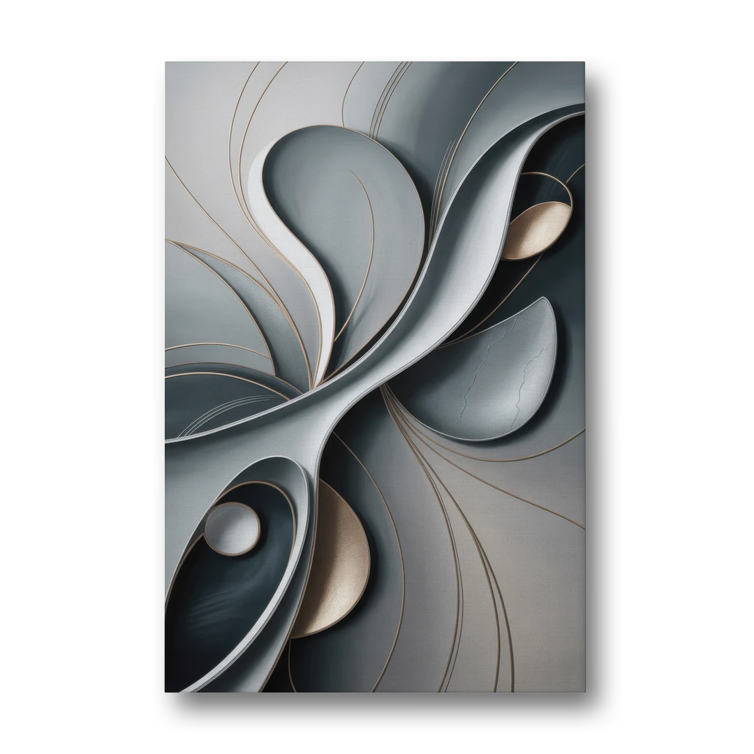 Amorphous Curves in Grey Abstract - Canvas Wall Art - Front