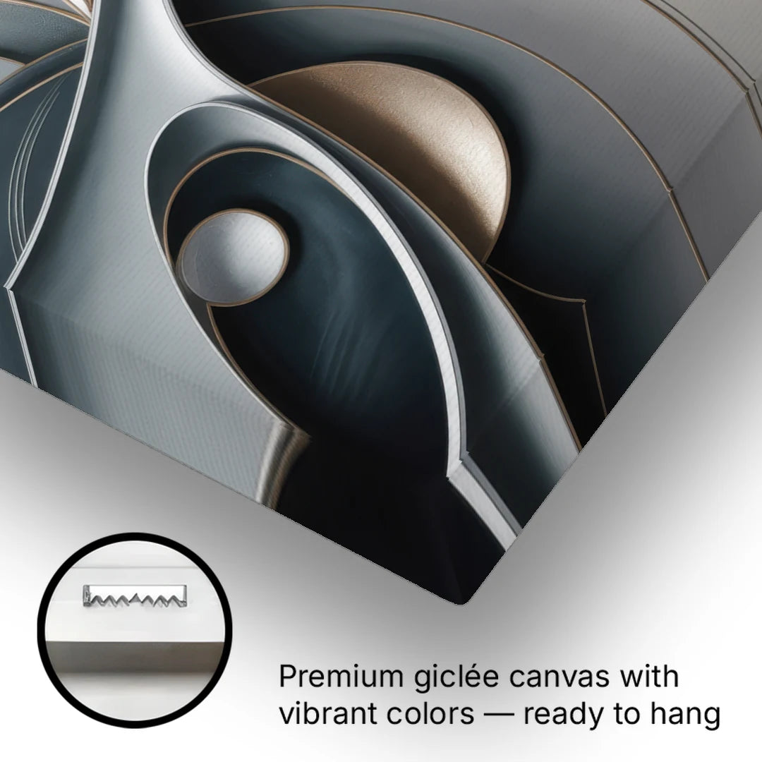 Amorphous Curves in Grey Abstract - Canvas Wall Art - Gallery Wrap Corner