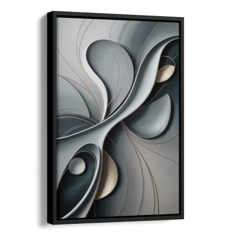 Amorphous Curves in Grey Abstract Side - Black Canvas Wall Art
