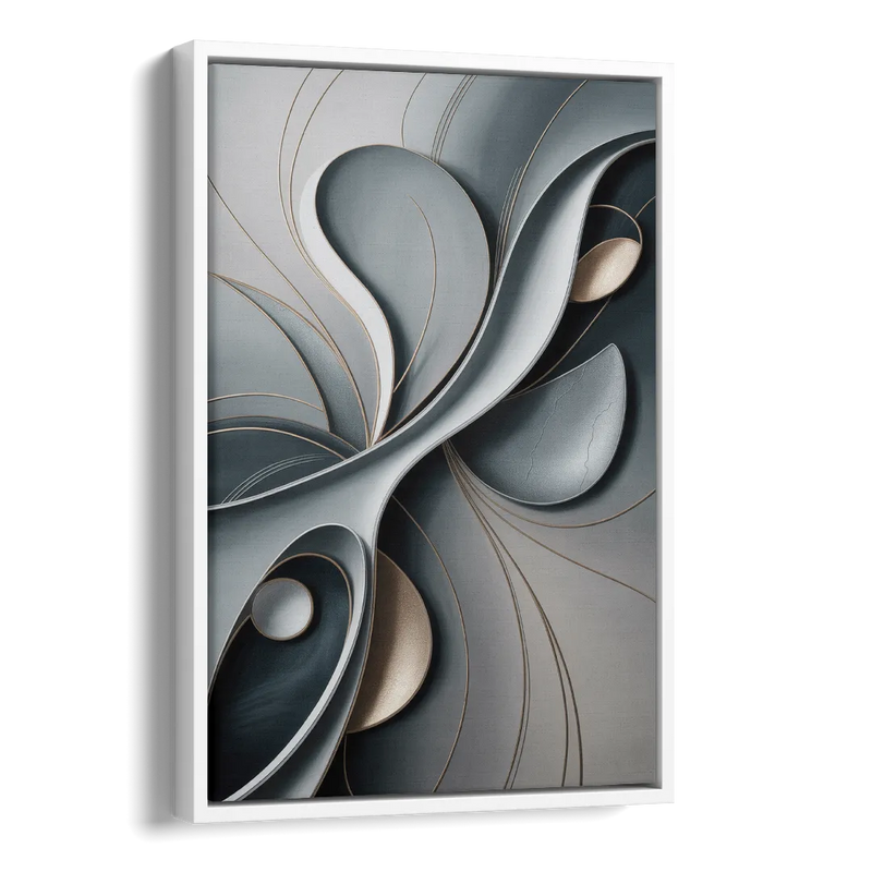 Amorphous Curves in Grey Abstract Side - White Canvas Wall Art