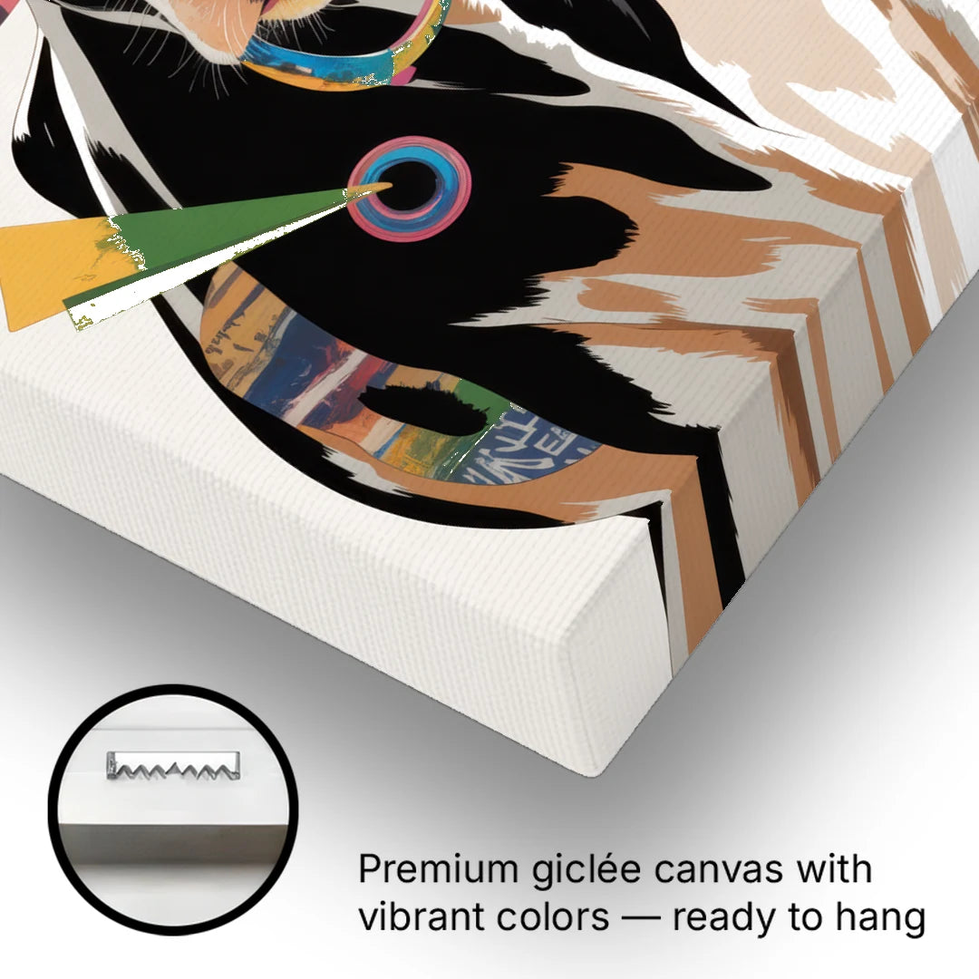 Amusing Cow with Sunglasses - Canvas Wall Art - Gallery Wrap Corner