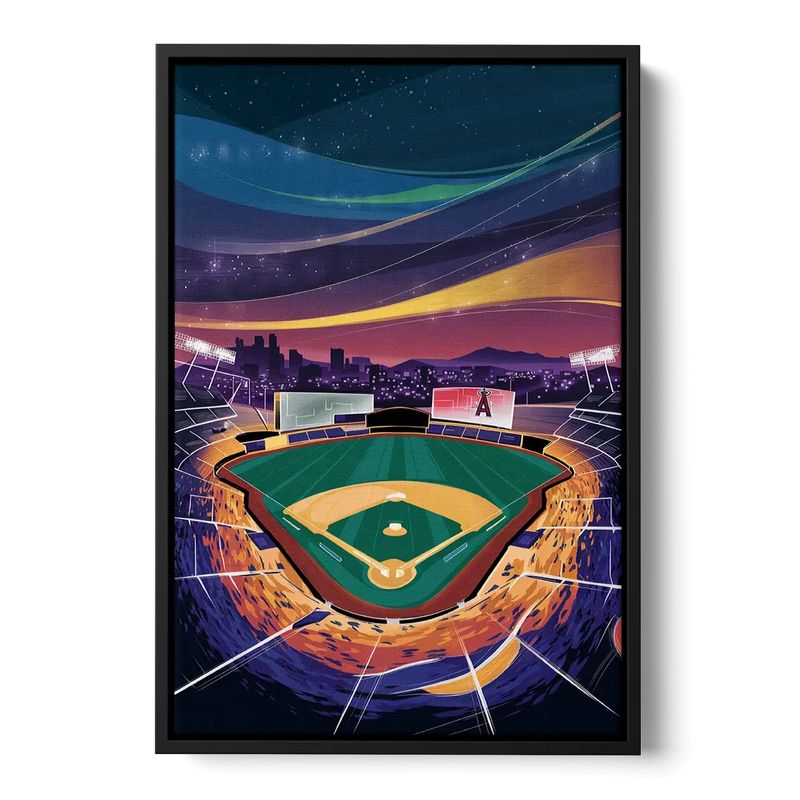 Anaheim Stadium Nights Front - Black Canvas Wall Art