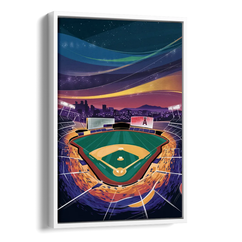 Anaheim Stadium Nights Side - White Canvas Wall Art