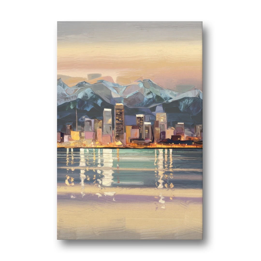 Anchorage Cityscape Reflection - Canvas Wall Art - Front