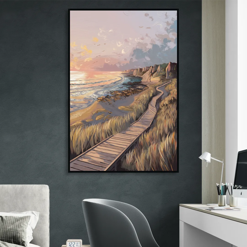 Anchorage Coastal Landscape Sitting Room - Black Canvas Wall Art