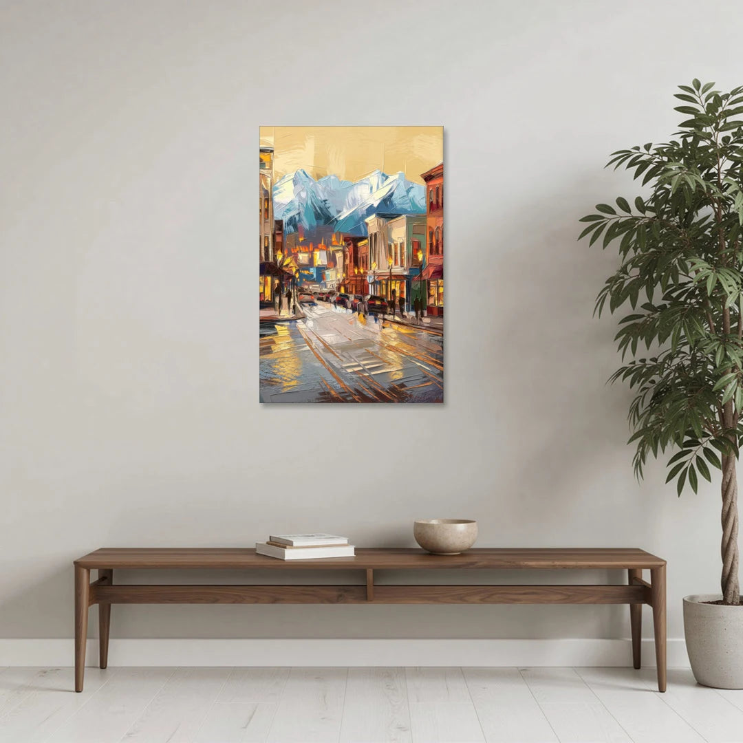 Anchorage Downtown Streets - Canvas Wall Art - Coffee Table - 24x36