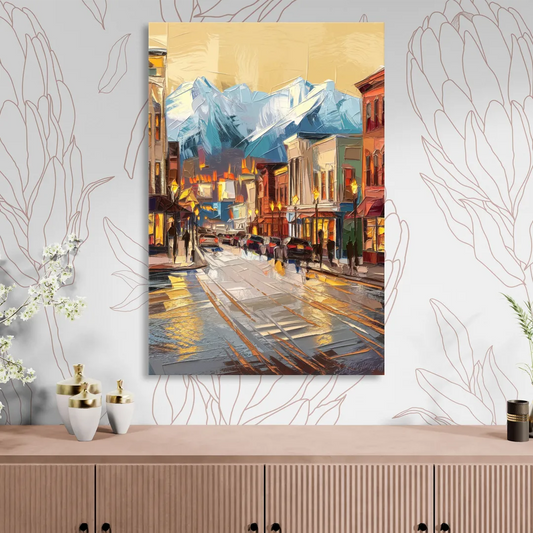 Anchorage Downtown Streets Living Room - Canvas Wall Art