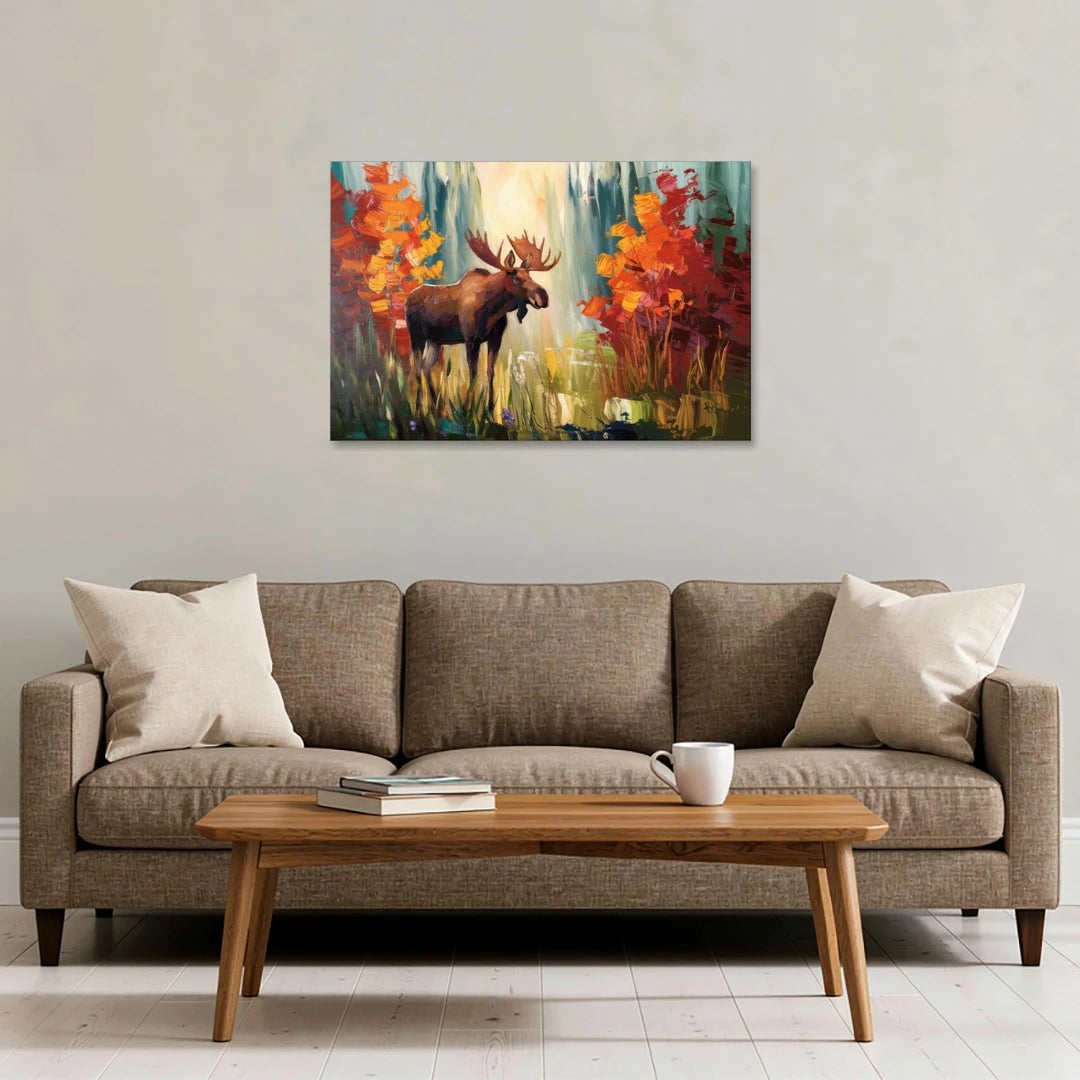 Anchorage Moose In The Wild - Canvas Wall Art - Sofa - 36x24