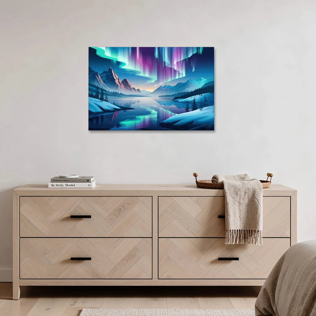 Anchorage Northern Lights Scene - Canvas Wall Art - Coffee Table - 36x24