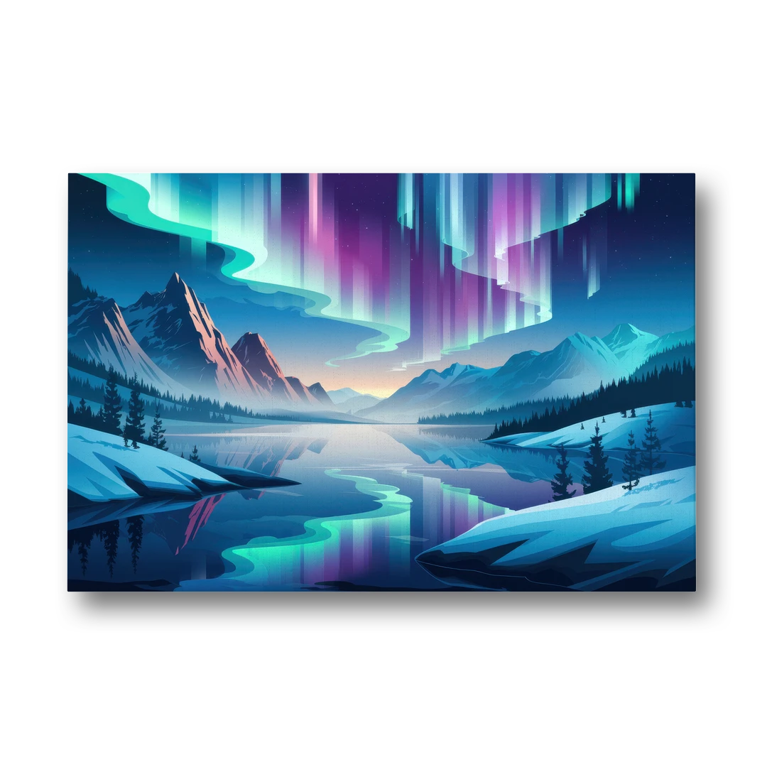 Anchorage Northern Lights Scene - Canvas Wall Art - Front