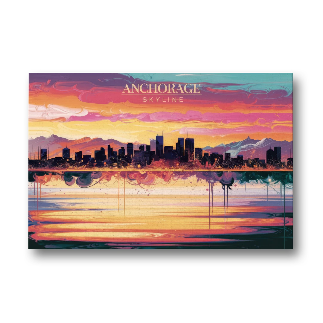 Anchorage Skyline Sunset - Canvas Wall Art - Front