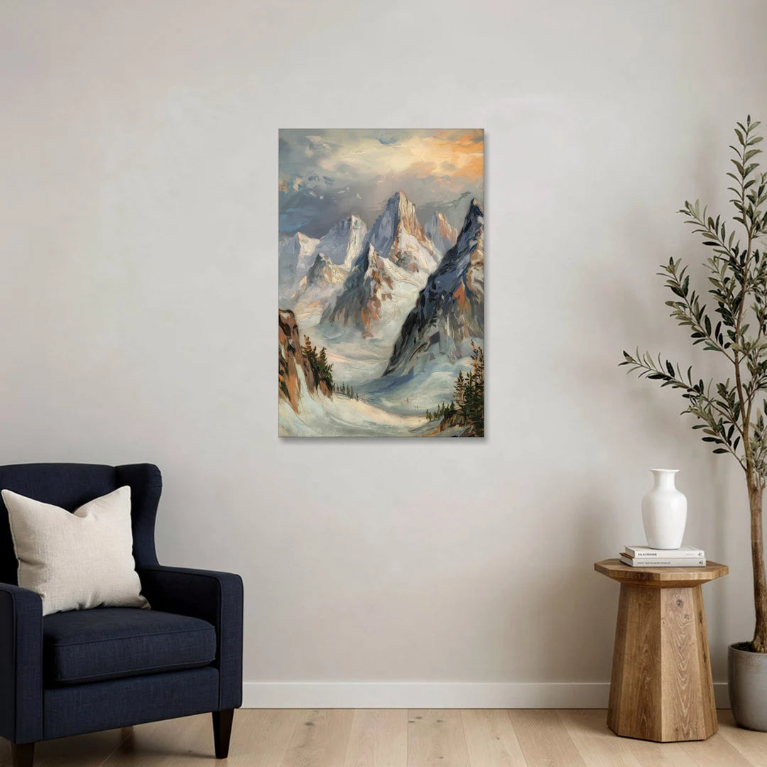 Anchorage Snowy Peaks - Canvas Wall Art - Sofa - 24x36