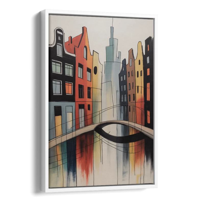 Anne Frank's Amsterdam Side - White Canvas Wall Art