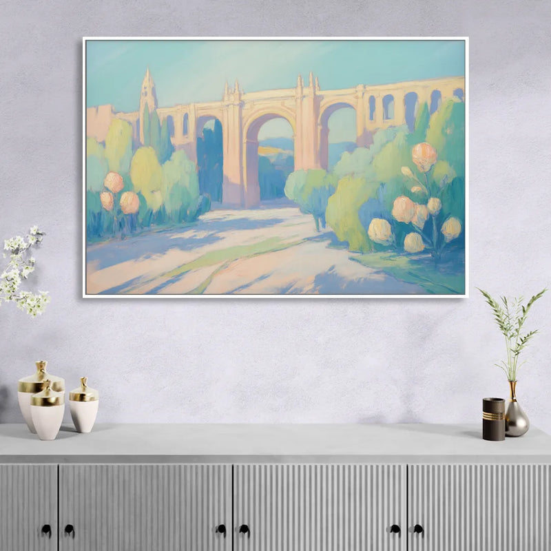 Arcos de Guadalajara Living Room - White Canvas Wall Art