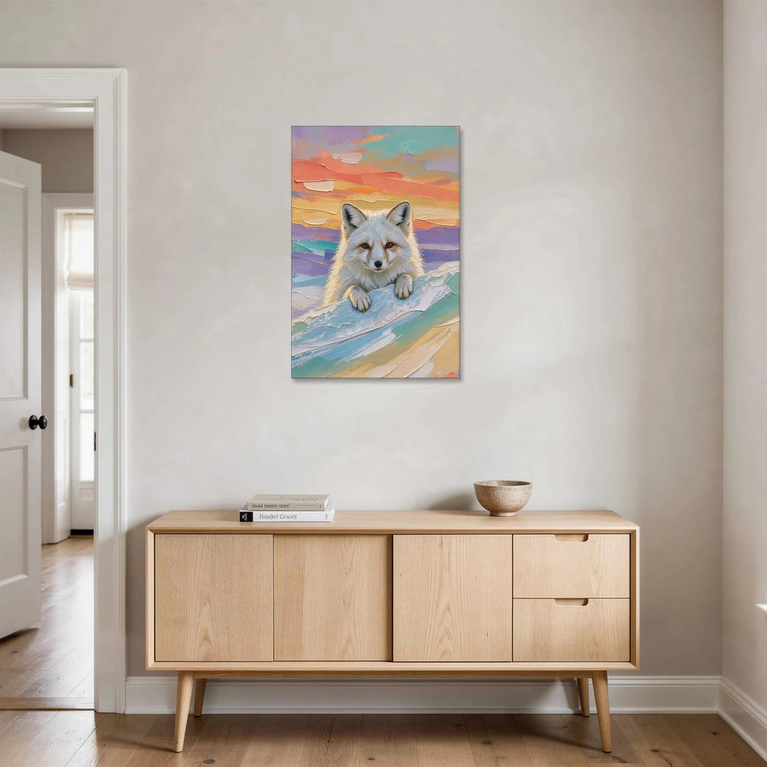 Arctic Fox Peeking at Sunset - Canvas Wall Art - Coffee Table - 24x36