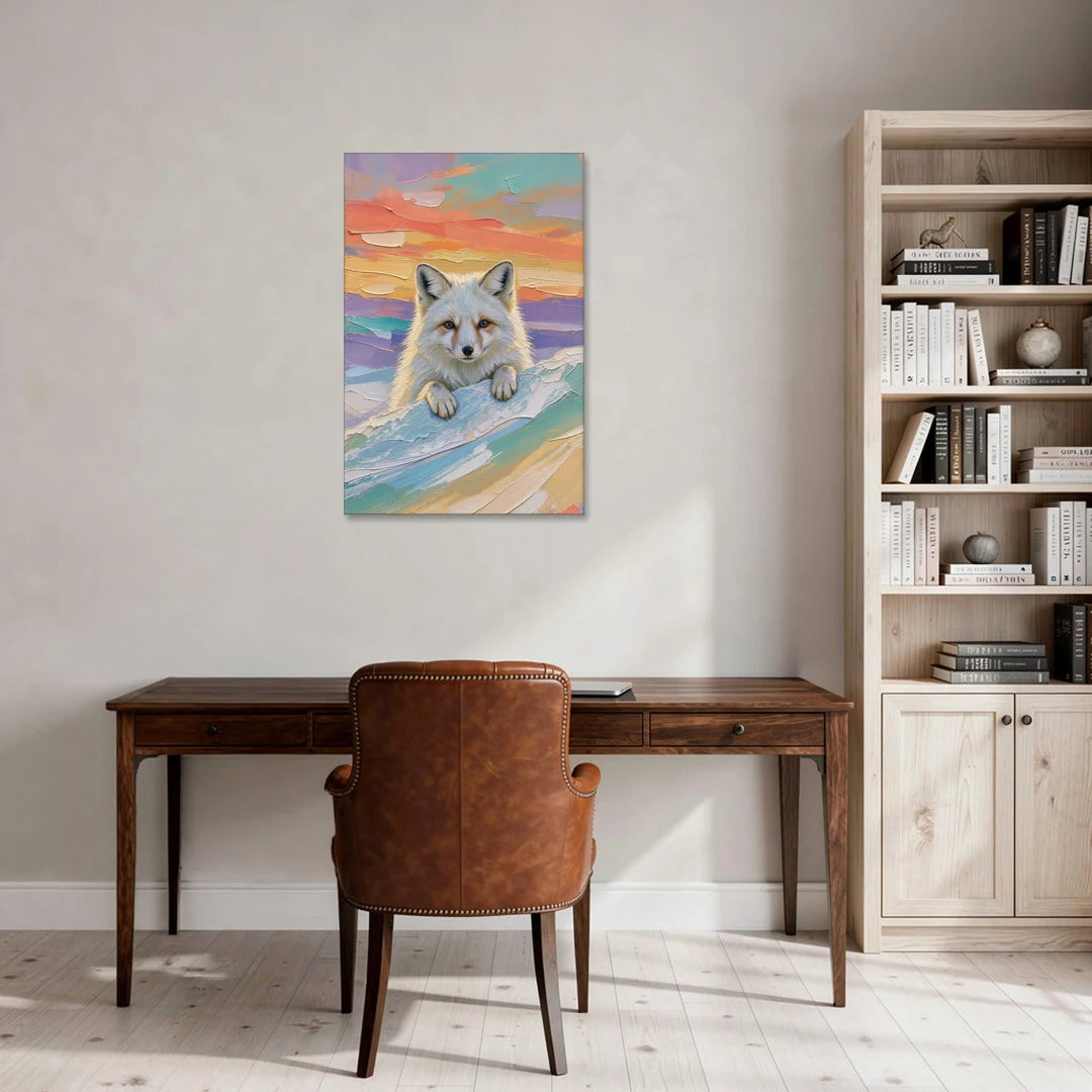 Arctic Fox Peeking at Sunset - Canvas Wall Art - Office - 24x36