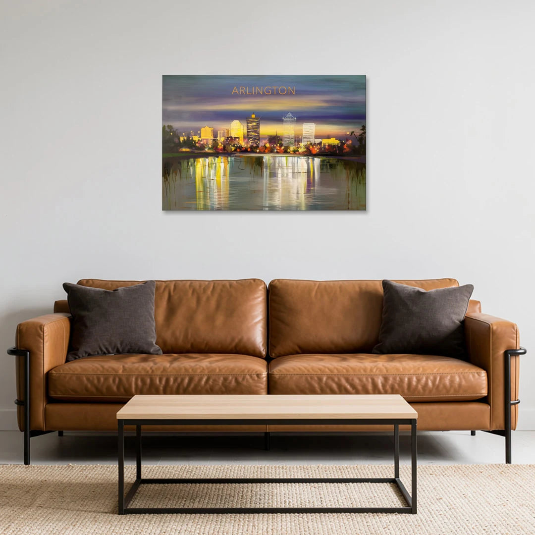 Arlington Cityscape Reflection - Canvas Wall Art - Sofa - 36x24
