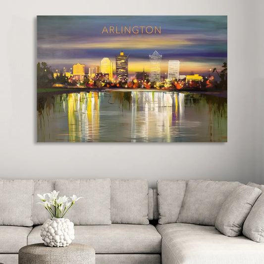 Arlington Cityscape Reflection Living Room - Canvas Wall Art