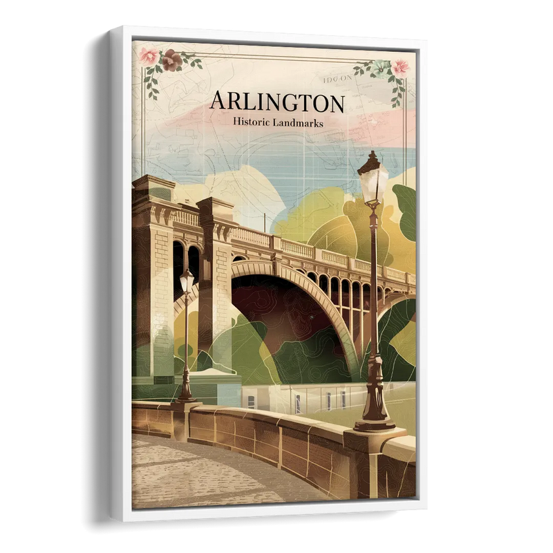 Arlington Historic Landmarks Side - White Canvas Wall Art