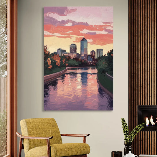 Arlington Skyline Sunset Living Room - Canvas Wall Art