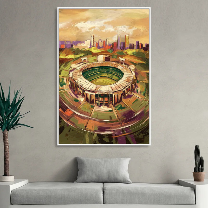 Arlington Stadium View Living Room - White Canvas Wall Art