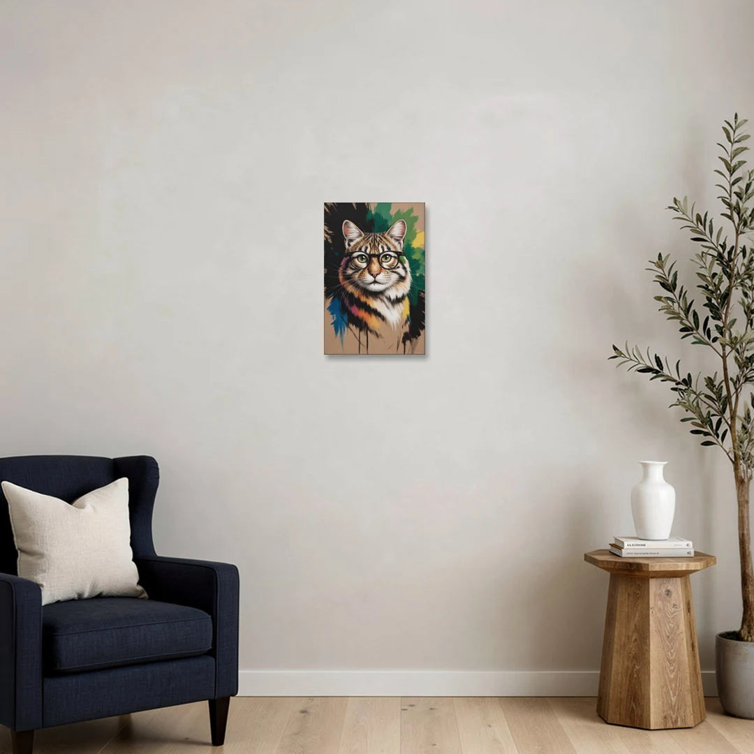 Artistic Cat with Glasses - Canvas Wall Art - Sofa - 12x18