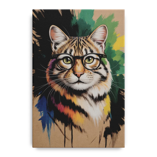 Artistic Cat with Glasses - Canvas Wall Art