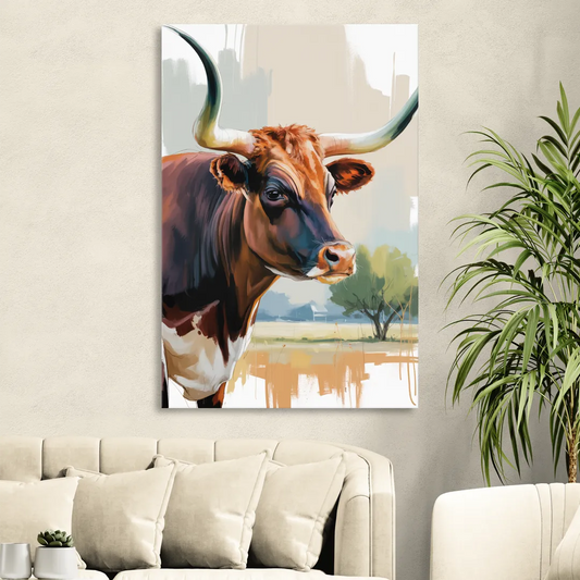 Artistic Longhorn Montage Living Room - Canvas Wall Art