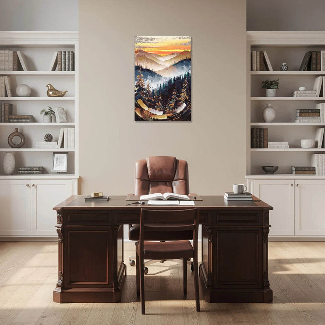 Asheville Blue Ridge Sunset - Canvas Wall Art - Office - 24x36