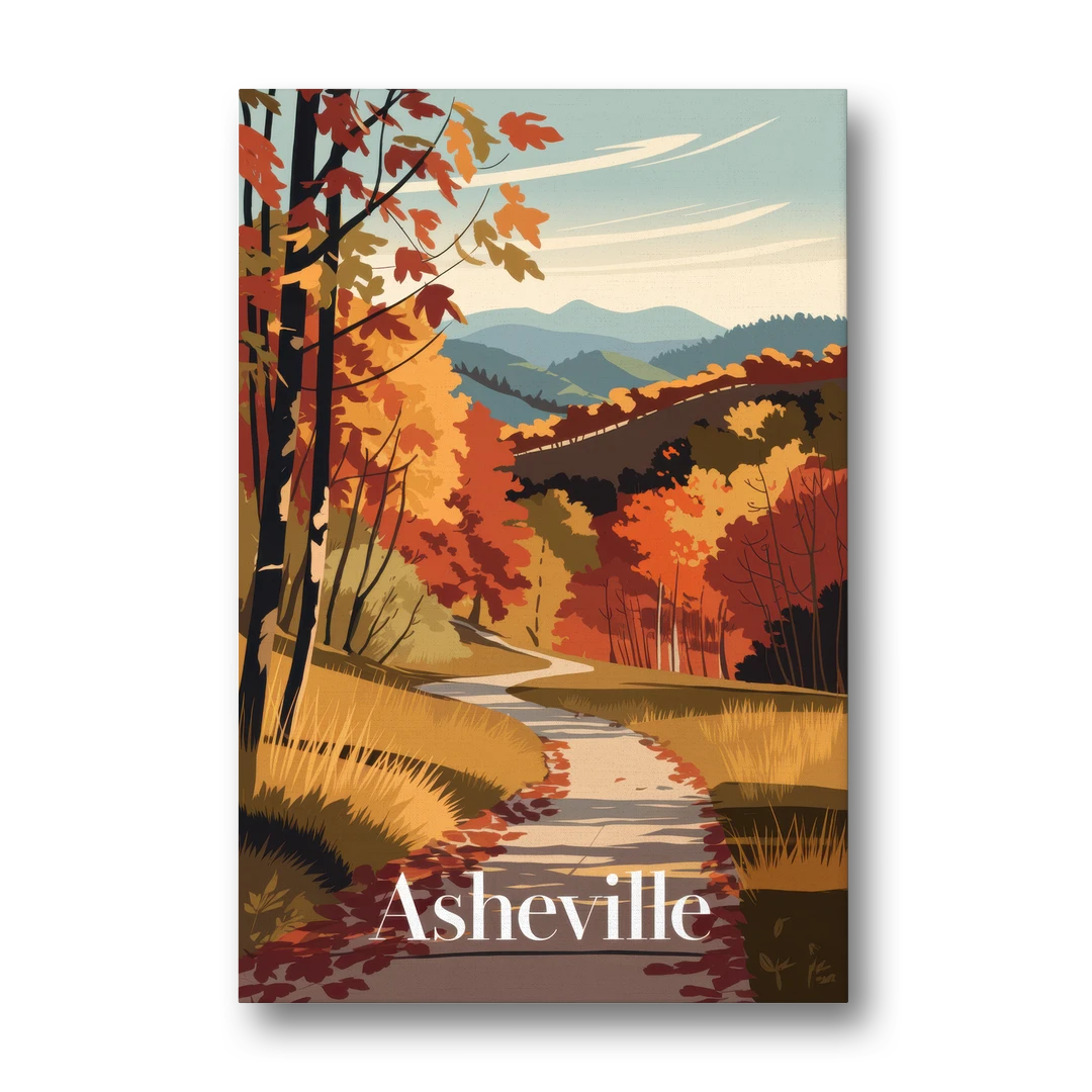 Asheville Fall Foliage Scene - Canvas Wall Art - Front