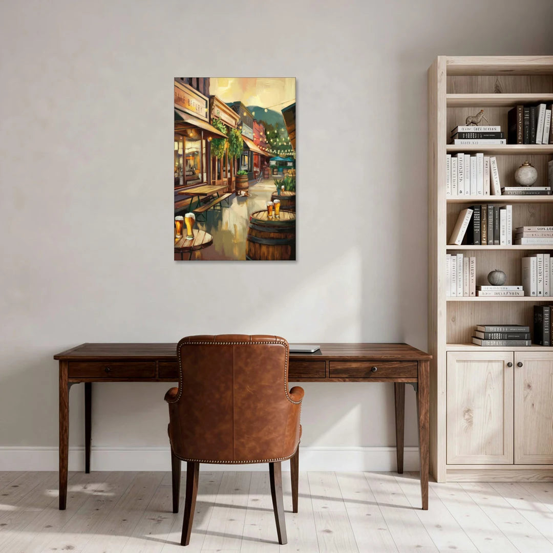 Asheville Local Brewery District - Canvas Wall Art - Office - 24x36