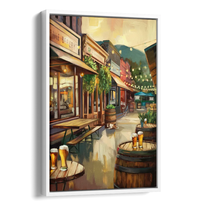 Asheville Local Brewery District Side - White Canvas Wall Art
