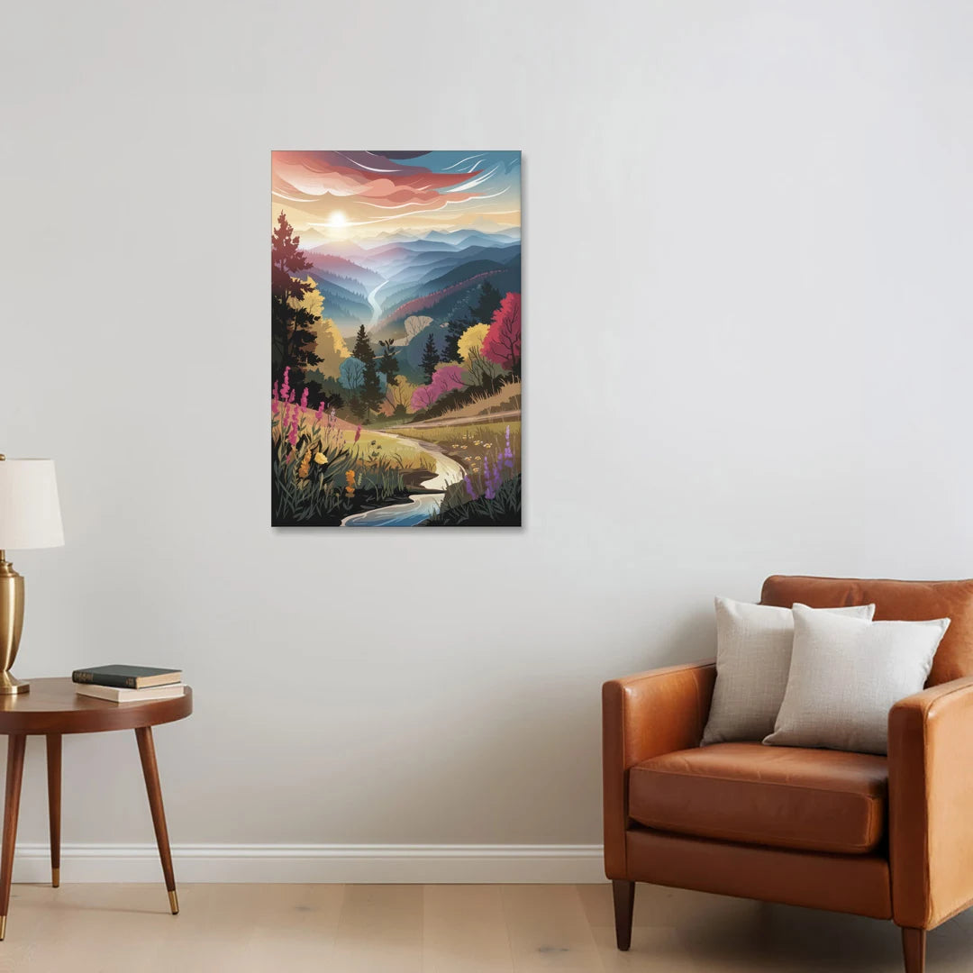 Asheville NC Scenic Overlook - Canvas Wall Art - Sofa - 24x36