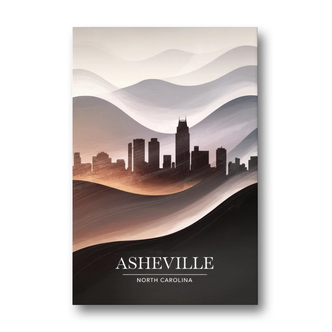 Asheville Skyline and Mountains - Canvas Wall Art - Front
