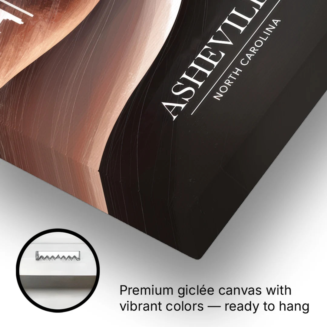 Asheville Skyline and Mountains - Canvas Wall Art - Gallery Wrap Corner
